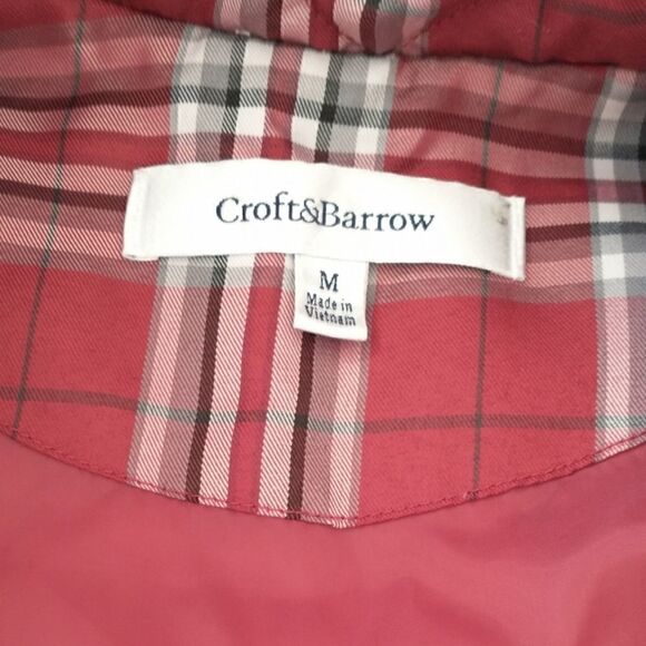 Buffalo Plaid Puffy Vest Quilted Red Pockets Cinched Medium Outdoors Academia - Picture 10 of 16